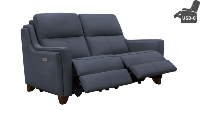 Parker Knoll Portland 2 Seat Double Recliner USB Madri Storm Leather Mahogany Leg